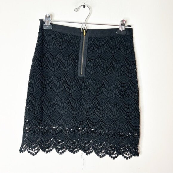 MANGO Women's Mini Skirt Black Lace High rise waist Scalloped hem Size XS - Picture 5 of 13